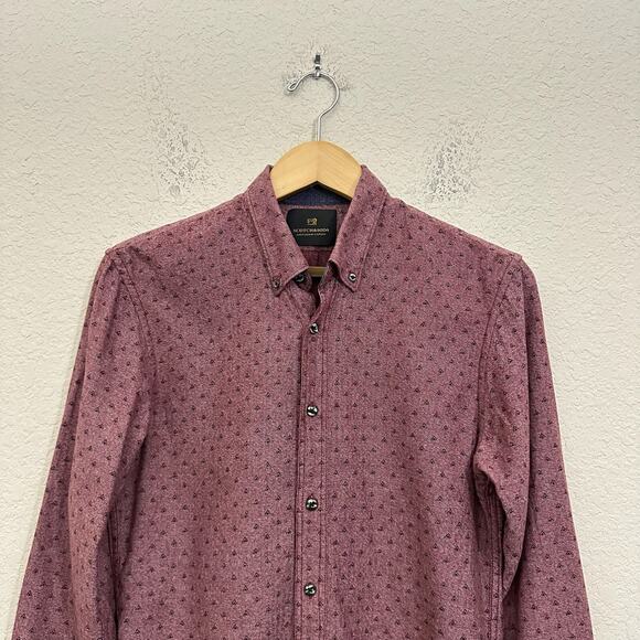 SCOTCH & SODA Button Down Shirt Dusty Mauve Geometric LS Preppy Office - Picture 3 of 10